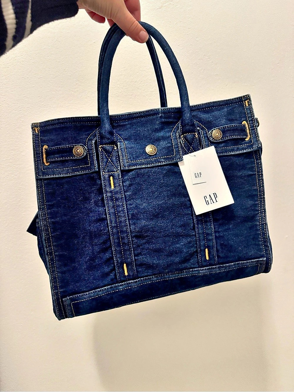 Gap Denim Five Pocket Tote Bag in Blue Dark Wash Denim NWT
